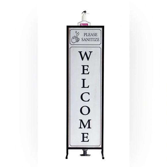NIB Welcome Sign With Floor Standing Foot Pedal Hand Sanitizer Dispenser - Picture 1 of 6